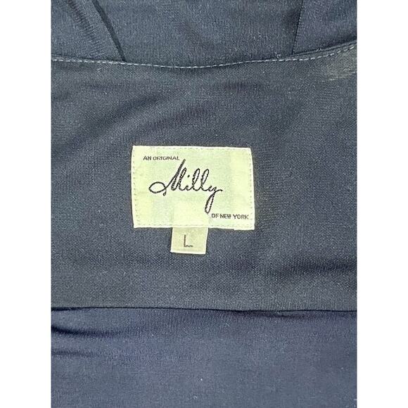 Milly Navy Gold Tone Knit Layered Chain Embellished Scoop Neck Sheath Dress Lg - Picture 13 of 13